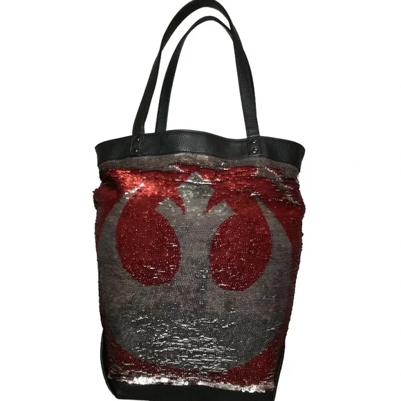 Disney Parks Star Wars Large Tote Bag 2 Sided Purse Flip Sequin w/ 4 Logo Design - Picture 3 of 16